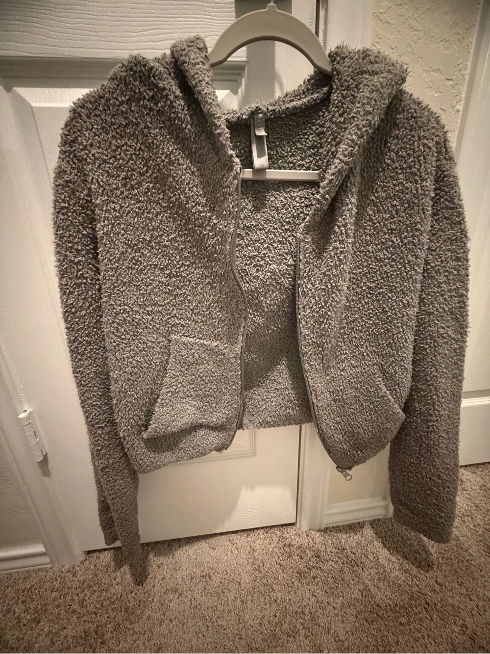 Cozy Zip-Up Hooded Sherpa Jacket - Gray